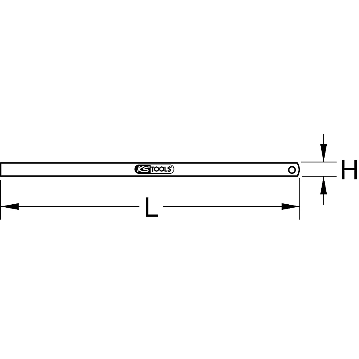 Werkzeug mit den Buchstaben L und H, KS TOOLS Logo und einem Loch.